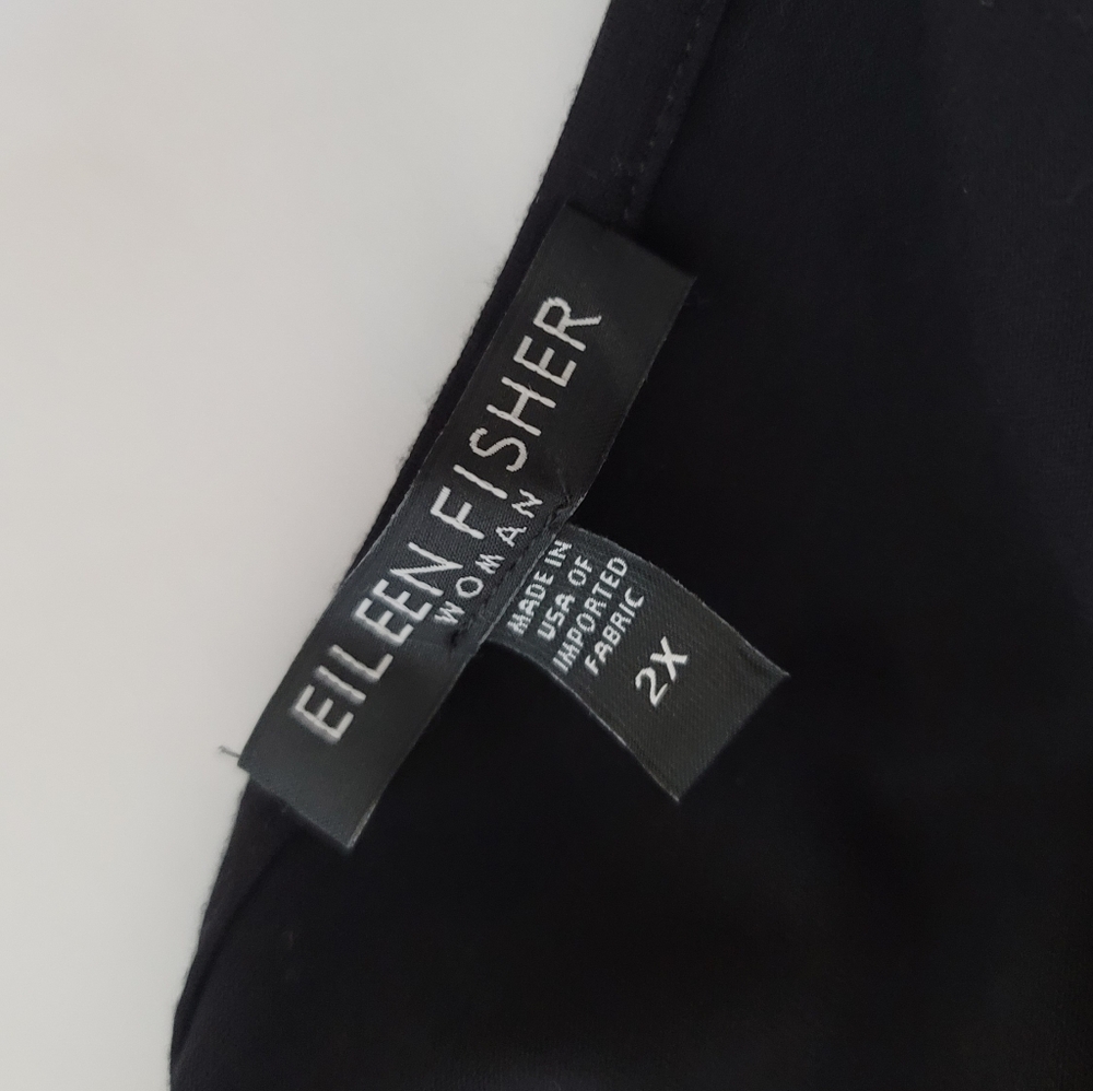 EILEEN FISHER Woman 2X Black Viscose Jersey Midi Dress Bateau Neck - Picture 10 of 10